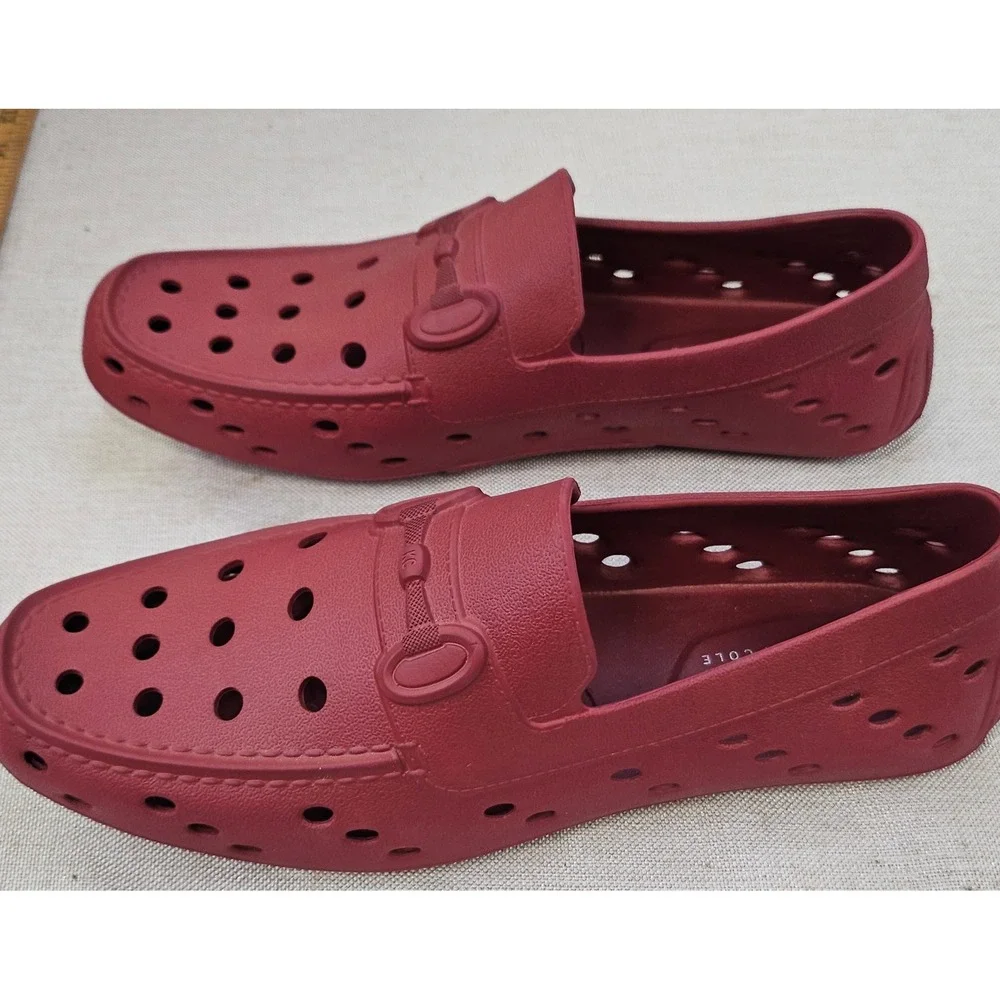 Kenneth Cole Reaction Loafers Men 12 Burgundy Water Shoes Perforated Slip-On